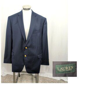 Ralph Lauren Blue Blazer 48R Wool Gold Buttons 2